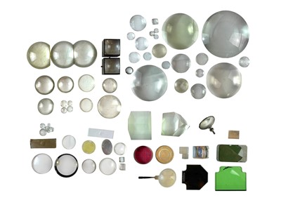 Lot 340 - Various glass lenses, prisms and slides.