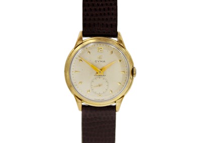 Lot 1072 - CYMA - A Cymaflex 9k cased gentleman's manual wind dress wristwatch.