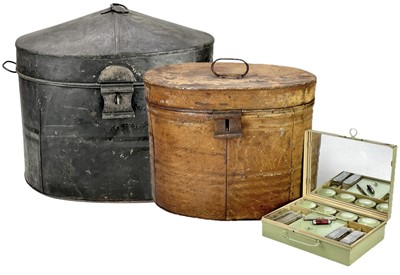 Lot 273 - Two tin hat boxes.