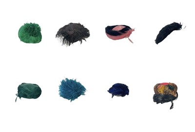 Lot 289 - A collection of feather hats and headbands.