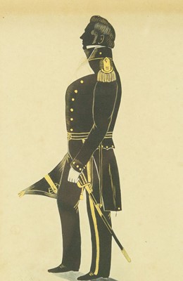 Lot 319 - A 19th century silhouette of a naval officer.