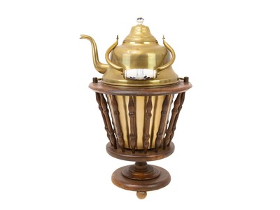 Lot 13 - A Dutch mahogany and inlaid tea stew or stove.