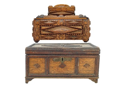 Lot 85 - A Tramp Art oak box.