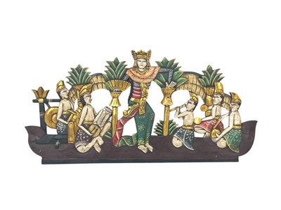 Lot 43 - An Indian carved, painted, and gilt panel.