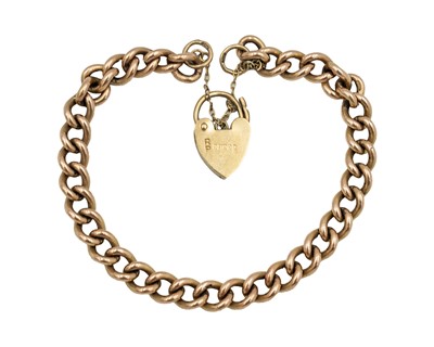 Lot 131 - A 9k curb-link bracelet with padlock clasp.