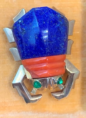 Lot 2595 - A Cartier beetle brooch, the abdomen in lapis...