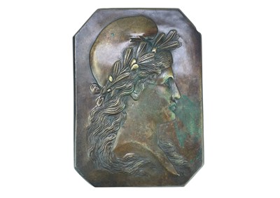Lot 137 - A French bronze Art Nouveau portrait plaque.