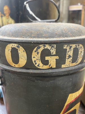 Lot 12 - A painted toleware tobaccanist's canister.
