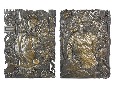 Lot 155 - A pair of French military bronze wall plaques.