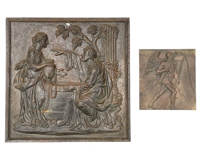 Lot 141 - A cast iron wall plaque of the Samaritan woman at the well.