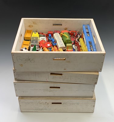 Lot 601 - DIECAST TOYS: Four wooden drawers contaiing...