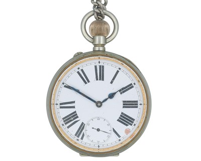 Lot 1126 - A nickel-cased Goliath lever pocket watch.