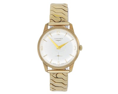 Lot 1043 - LONGINES - A 9k cased manual wind gentleman's wristwatch.