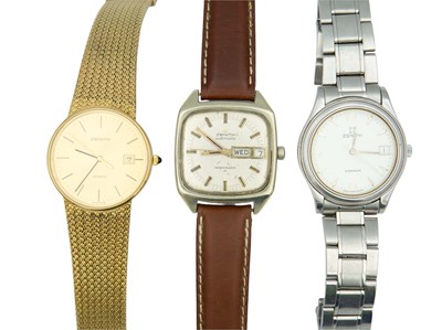 Lot 1175 - ZENITH - A selection of three gentlemen's wristwatches.