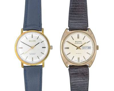 Lot 1039 - BULOVA - An Ambassador automatic gold-plated gentleman's wristwatch, and one other.