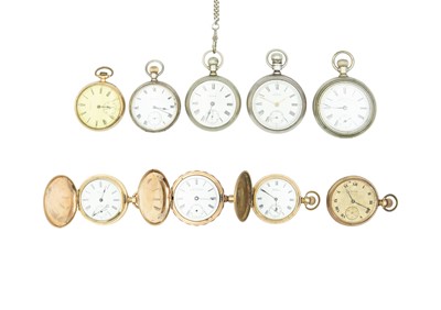 Lot 1189 - A collection of American keyless wind lever pocket watches for repairs or spares.