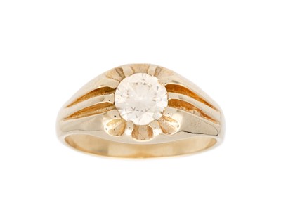 Lot 191 - A 9k gold gypsy-style diamond set ring.