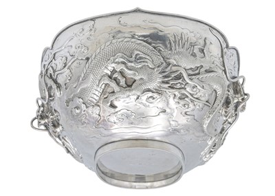 Lot 6 - A good Meiji period Japanese silver double walled dragon bowl by Musashiya, Yokohama.