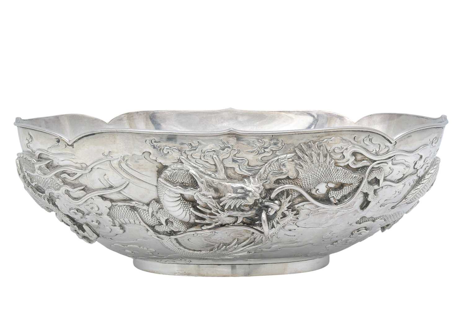 Lot 6 - A good Meiji period Japanese silver double walled dragon bowl by Musashiya, Yokohama.
