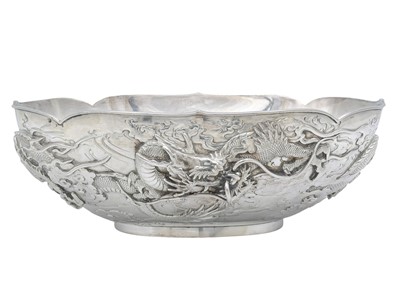 Lot 6 - A good Meiji period Japanese silver double walled dragon bowl by Musashiya, Yokohama.