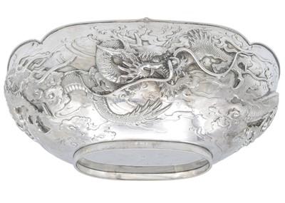 Lot 6 - A good Meiji period Japanese silver double walled dragon bowl by Musashiya, Yokohama.