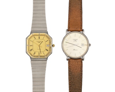 Lot 1179 - LONGINES - Two gentleman's quartz dress wristwatches.