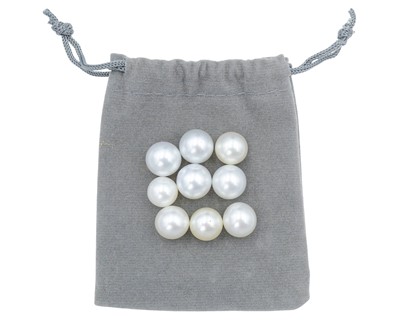 Lot 137 - A selection of nine large loose white cultured saltwater pearls.