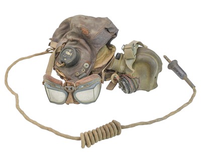 Lot 240 - An RAF WWII type-C leather flying helmet.