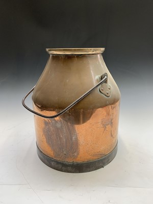 Lot 283 - A copper milk churn, with iron swing handle,...