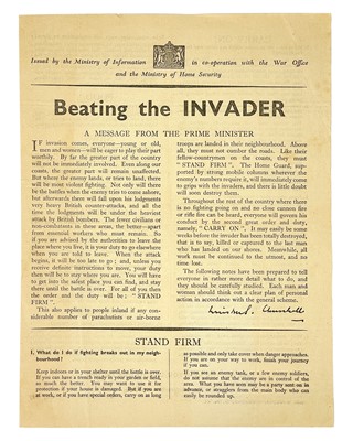 Lot 412 - (Winston Churchill and WW2) Ministry of Information Leaflet