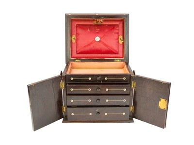 Lot 16 - A rosewood and mother of pearl inlaid work box.
