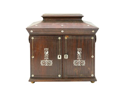 Lot 16 - A rosewood and mother of pearl inlaid work box.