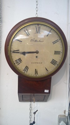 Lot 2900 - A 19th century mahogany drop dial wall clock,...