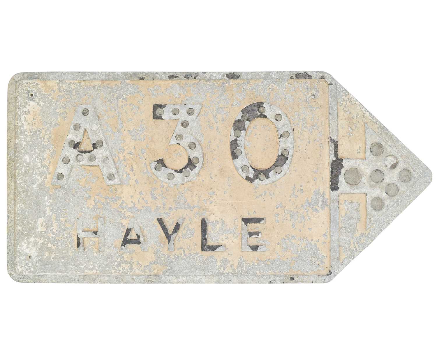 Lot 23 - Local interest: An A30 Hayle road sign.