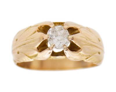 Lot 41 - A good 19th century diamond set leaf design band ring.