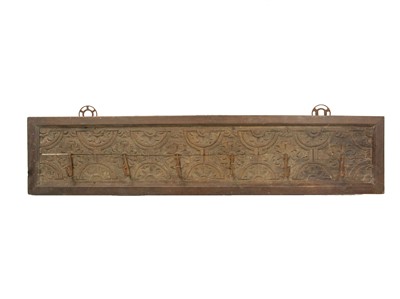 Lot 849 - A 17th century carved oak panel.