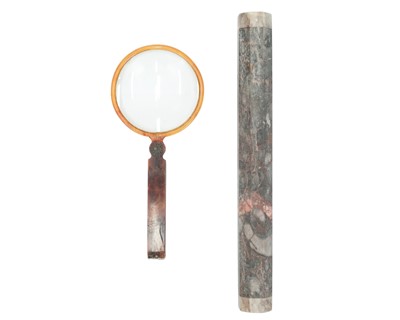 Lot 93 - An octagonal marble desk rule.