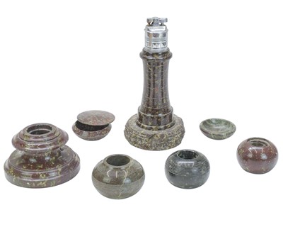 Lot 201 - A Cornish Serpentine lighthouse lighter.