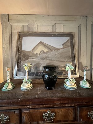 Lot 433 - James Powell style glass and candelsticks