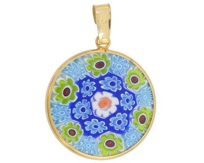 Lot 103 - An 18k gold-mounted glass pendant.