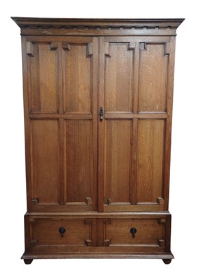 Lot 968 - An oak press cupboard.