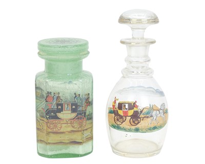 Lot 301 - An early 20th century continental glass jar, and a decanter.