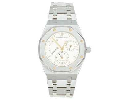 Lot 618 - AUDEMARS PIGUET - A Royal Oak Dual Time Power Reserve stainless steel gentleman's bracelet watch.