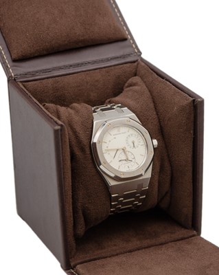 Lot 618 - AUDEMARS PIGUET - A Royal Oak Dual Time Power Reserve stainless steel gentleman's bracelet watch.