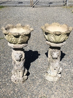 Lot 99 - A pair of Haddonstone acanthus cast garden...