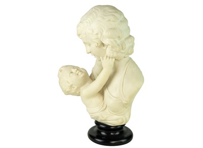 Lot 61 - A composition bust, depicting a mother and child.