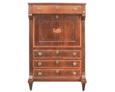 Lot 918 - A 19th century French mahogany and inlaid secrataire abbatant