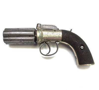 Lot 344 - A 19th century pepperbox revolver percussion...