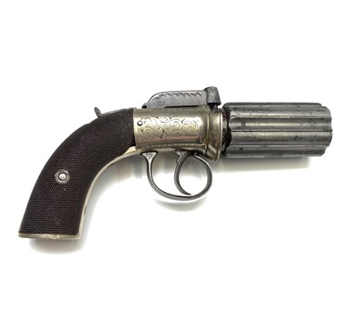 Lot 344 - A 19th century pepperbox revolver percussion...