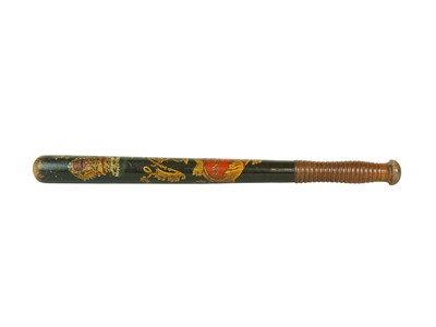 Lot 42 - A Victorian ebonised walnut police truncheon with ribbed grip.